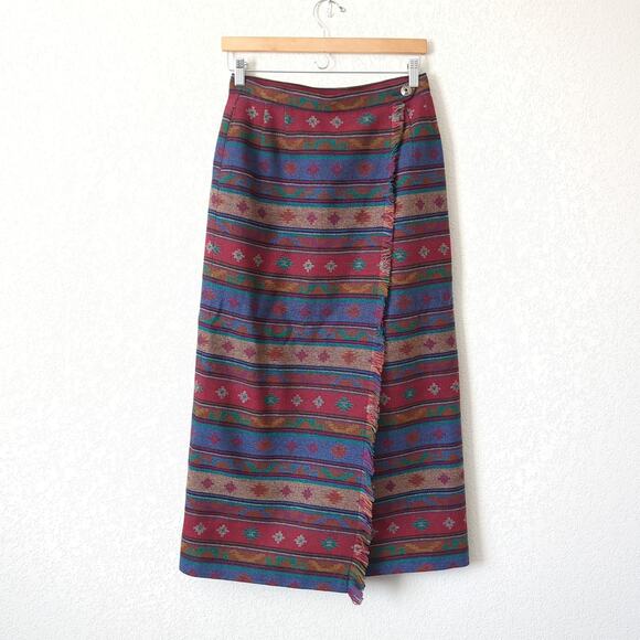 Pendleton Women's Midi Wrap Skirt 8 Southwestern Blanket Wool Art Wear Native - Picture 9 of 11